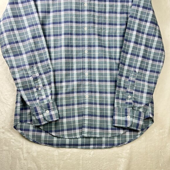 J.Crew Flex Oxford Plaid Shirt M Classic Fit Blue Button Down Casual Flannel NEW - Picture 4 of 8
